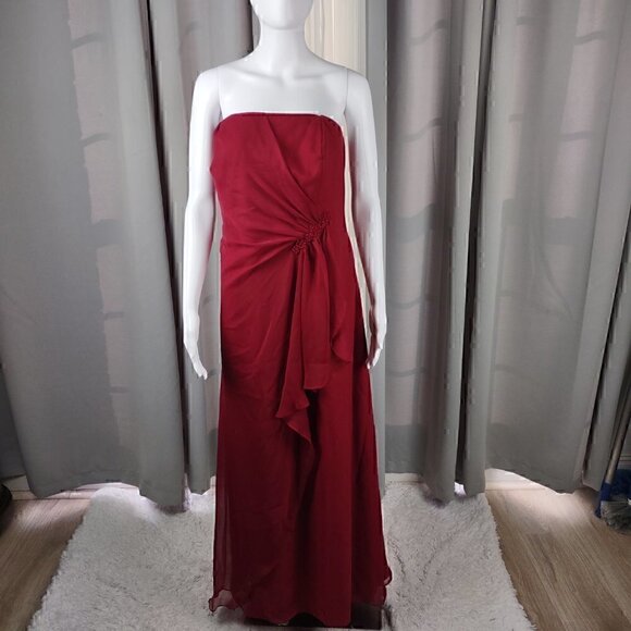 Jordan Women's Burgundy Formal, Wedding Prom, Strapless With Cover Dress Size 20 - Picture 3 of 14